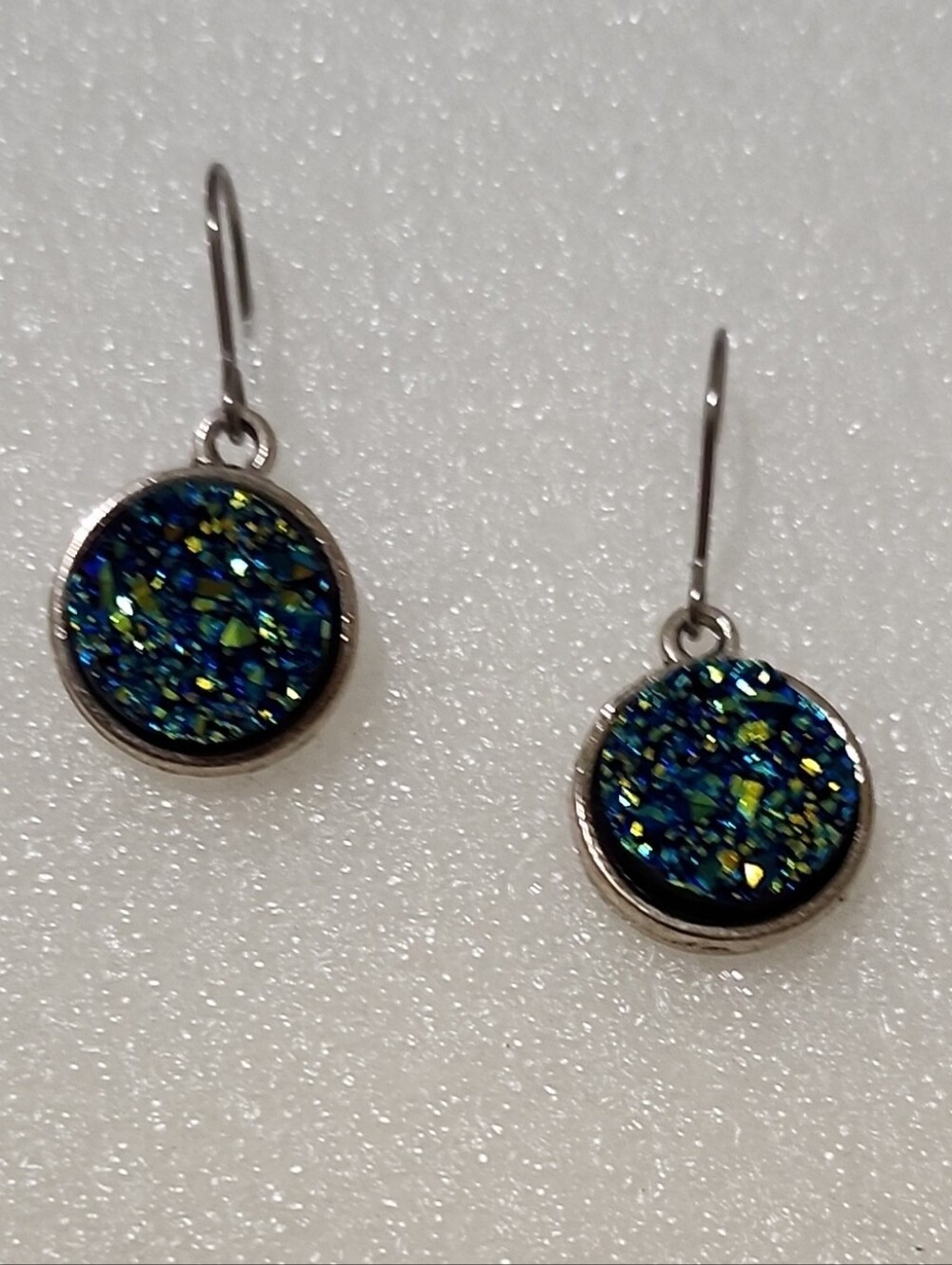 Blue Green Druzy Drop Earrings - Women's Fashion Jewelry